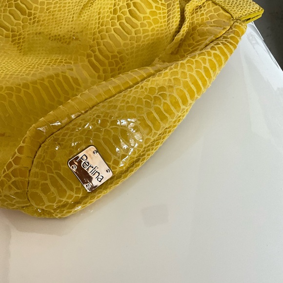 Perlina Yellow Oversized Snakeprint Clutch - Picture 7 of 7